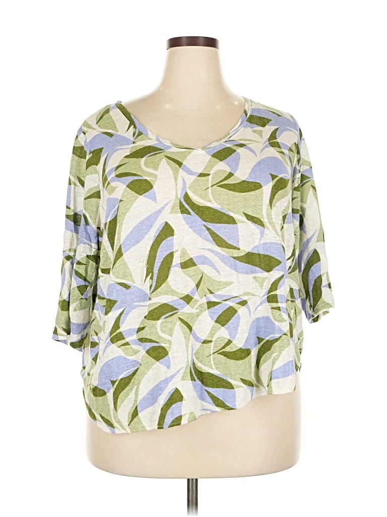 Pre-owned Nicole Miller Short Sleeve Blouse In Green