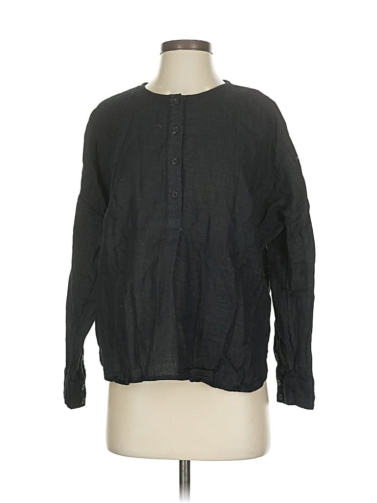 Pre-owned Madewell Long Sleeve Blouse In Black