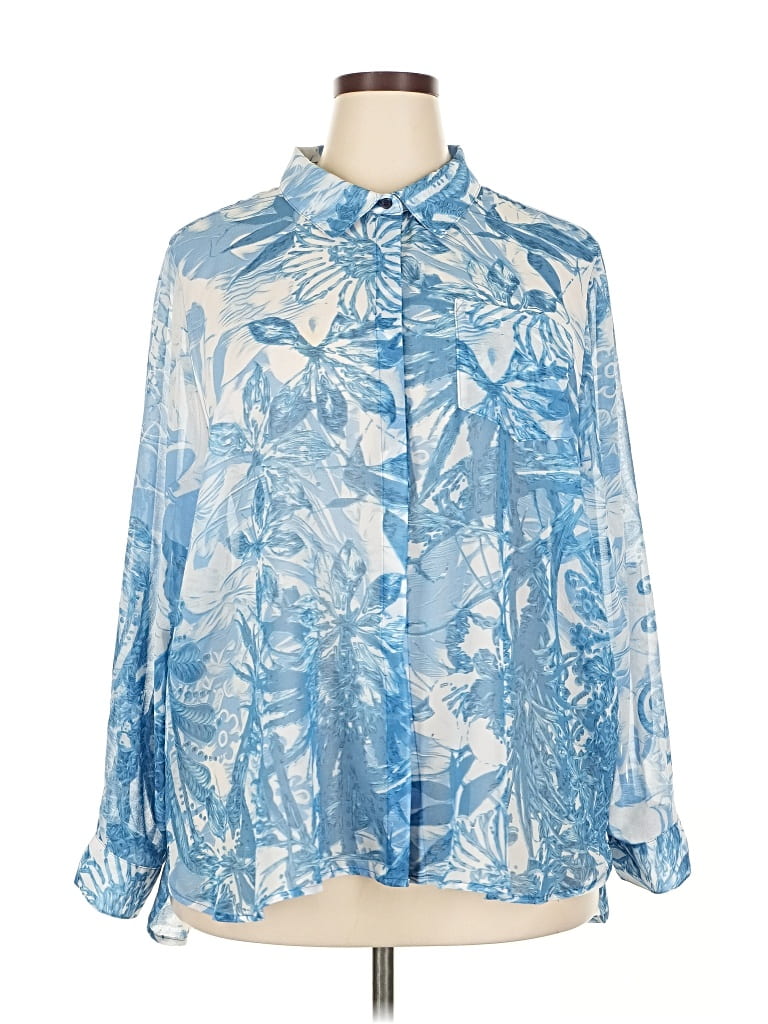 Pre-owned Tommy Hilfiger Long Sleeve Blouse In Blue