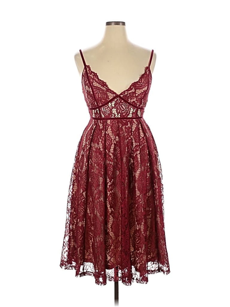 Pre-owned Boohoo Cocktail Dress In Burgundy