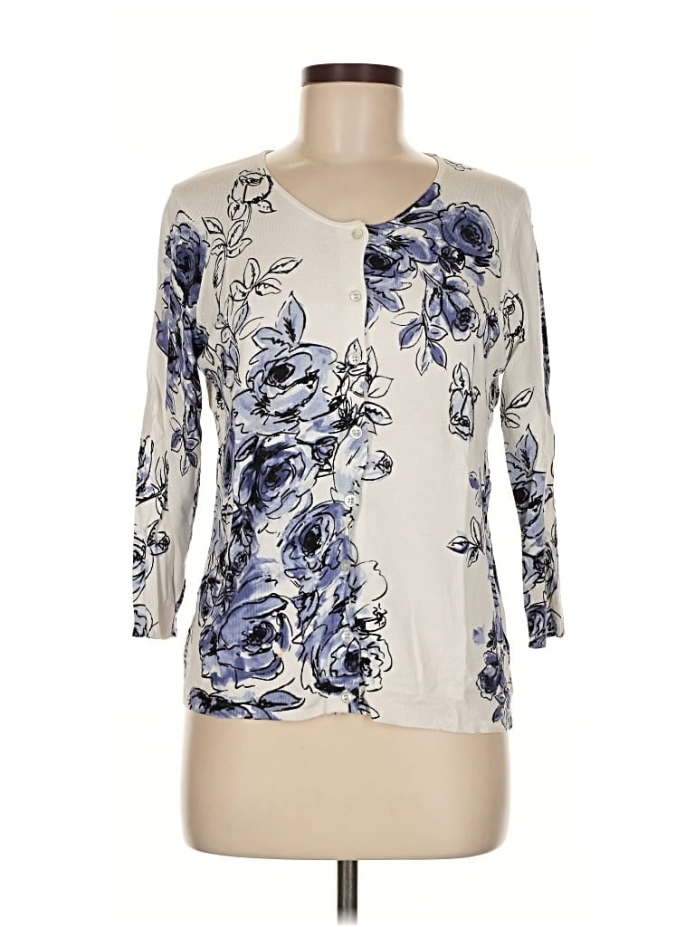 Pre-owned Roz & Ali Cardigan Sweater In White