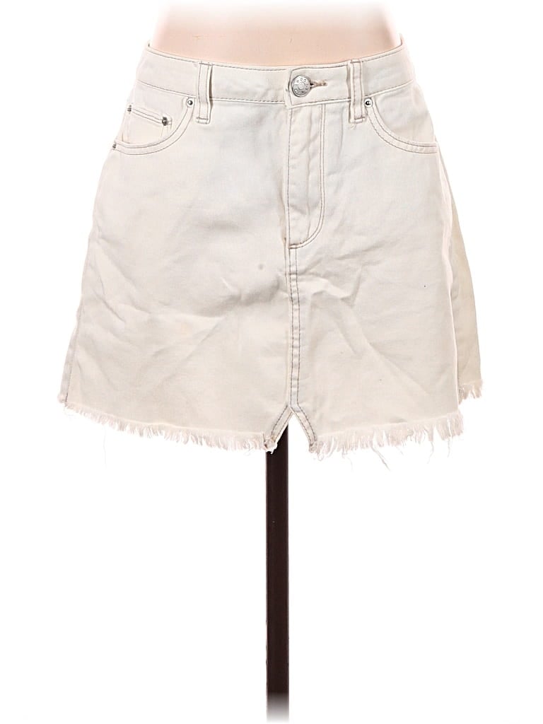 Pre-owned Bdg Denim Skirt In White