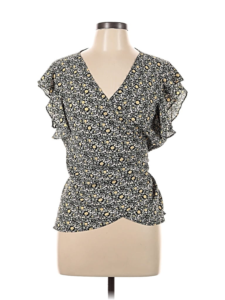 Pre-owned Max Studio Short Sleeve Blouse In Yellow