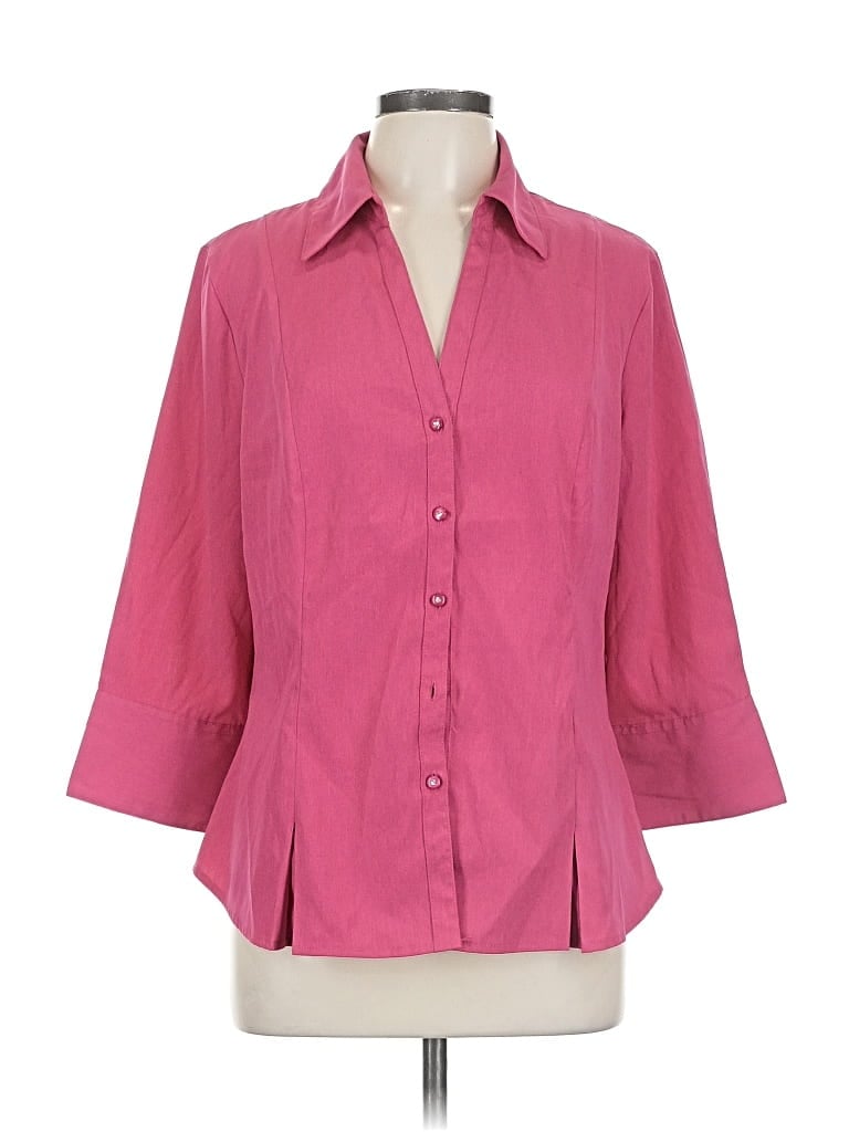 Pre-owned Cato 3/4 Sleeve Button Down Shirt In Pink