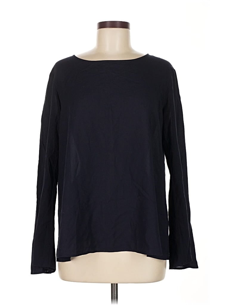 Pre-owned Uniqlo Long Sleeve Top Black Boatneck Tops