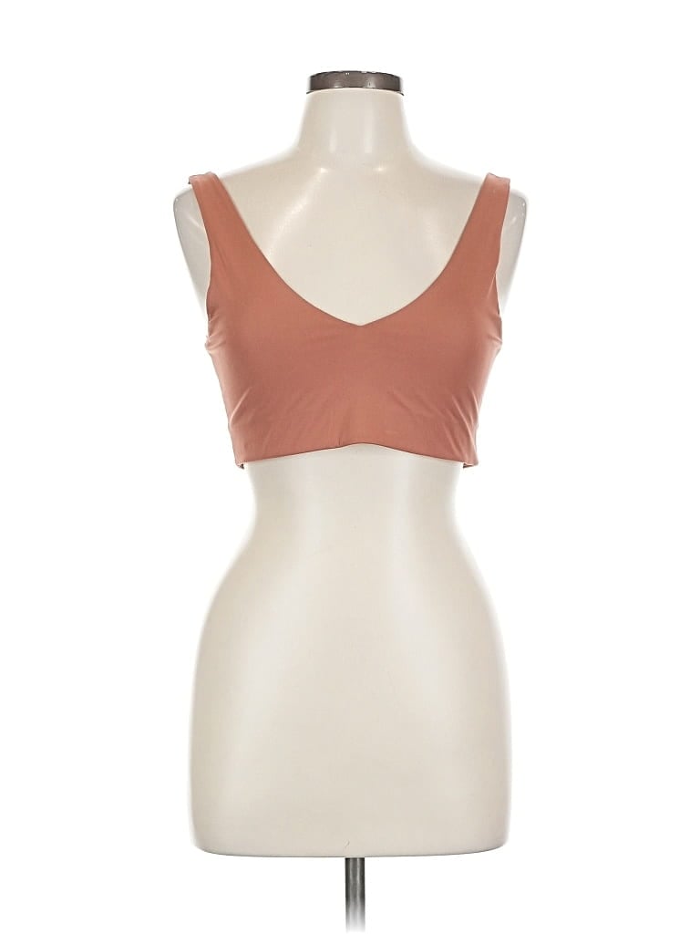 Pre-owned Girlfriend Collective Tank Top Brown Strapless Neckline Tops