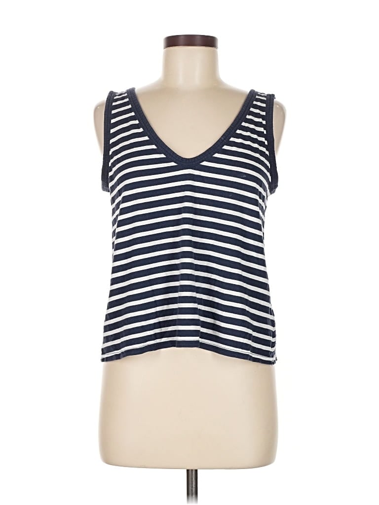 Pre-owned Everlane Tank Top Blue Plunge Neckline Tops