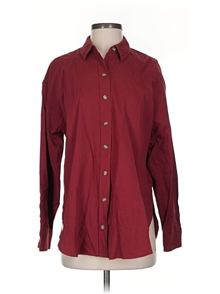 Pre-owned Universal Thread Long Sleeve Button Down Shirt In Burgundy