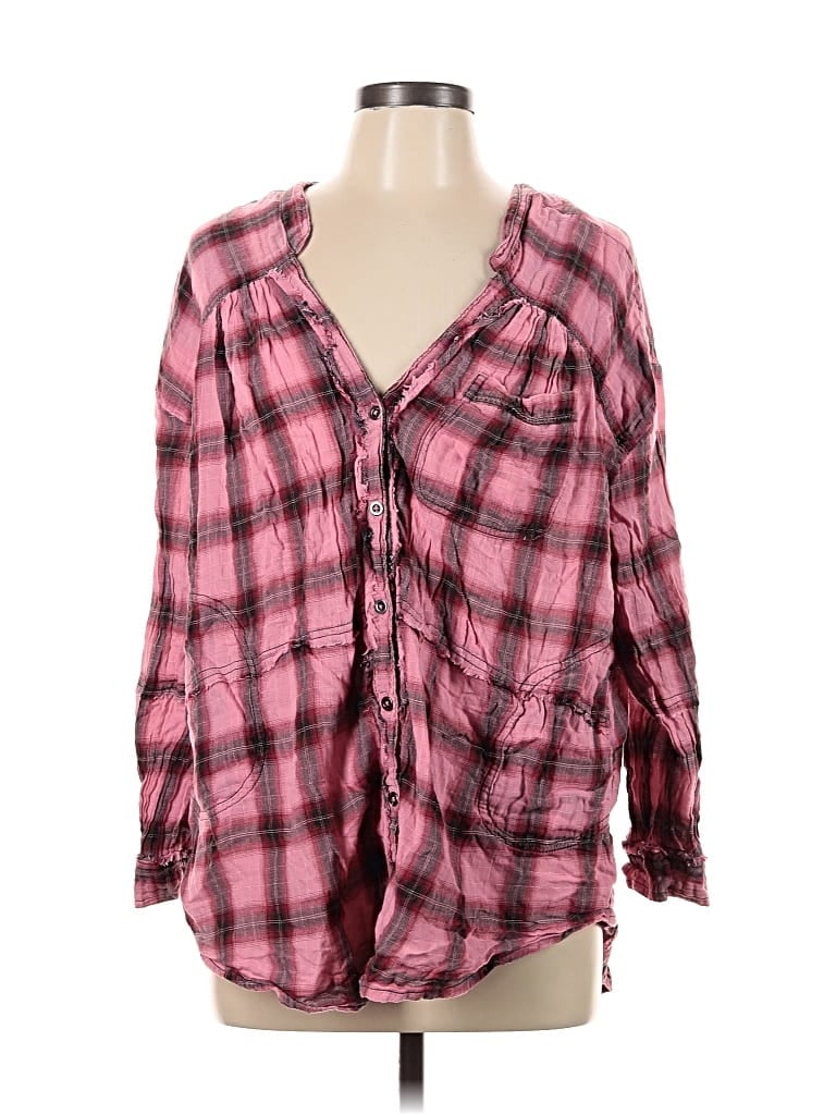 Pre-owned We The Free Long Sleeve Blouse In Pink