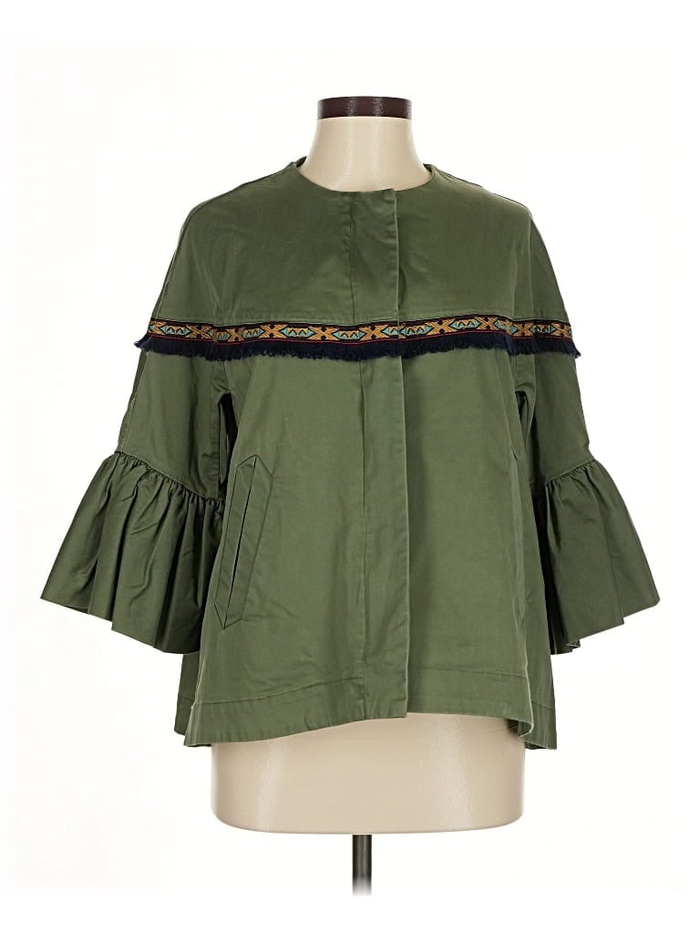Pre-owned Zara Basic 3/4 Sleeve Blouse In Green