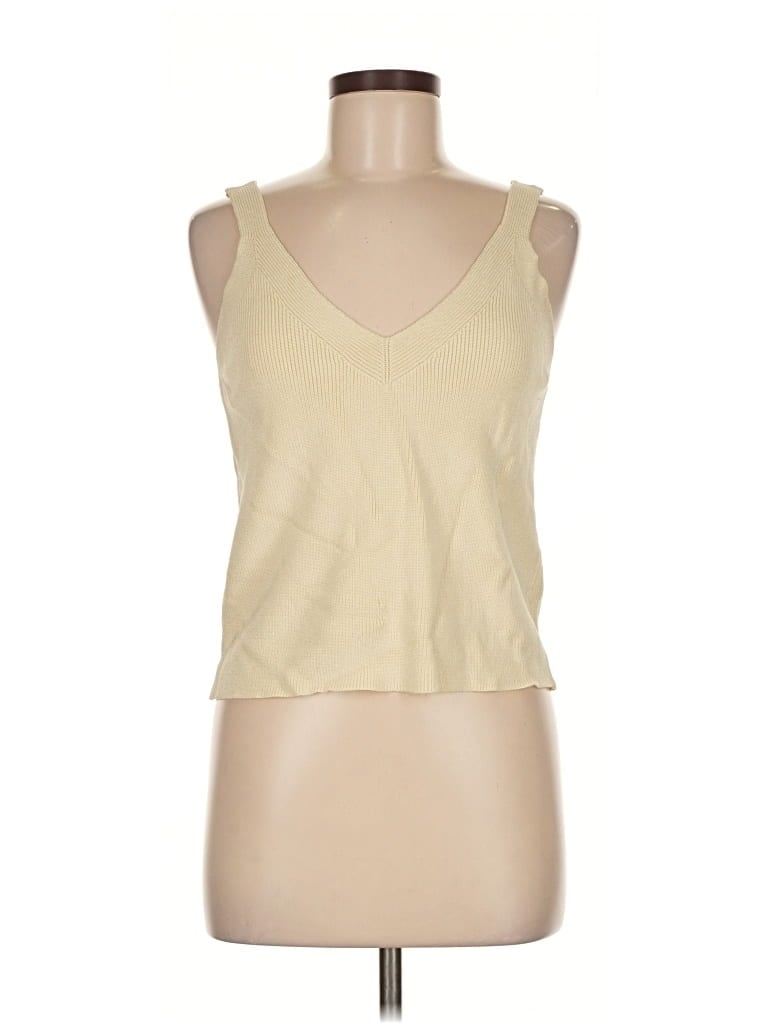 Pre-owned Zara Sleeveless Top Tan Sweetheart Neckline Tops In Brown