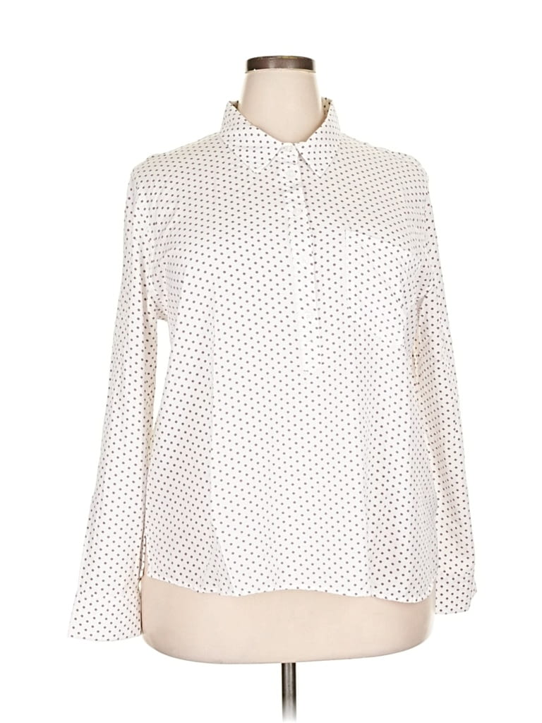 Pre-owned Cosmic Blue Love Long Sleeve Blouse In White