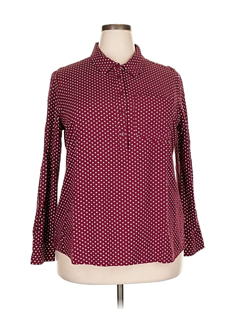 Pre-owned Cosmic Blue Love Long Sleeve Button Down Shirt In Burgundy