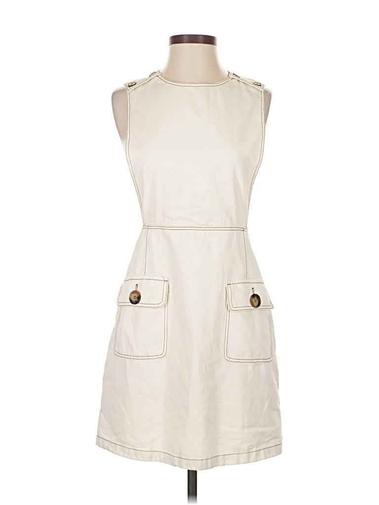 Pre-owned Zara Basic Casual Dress In White