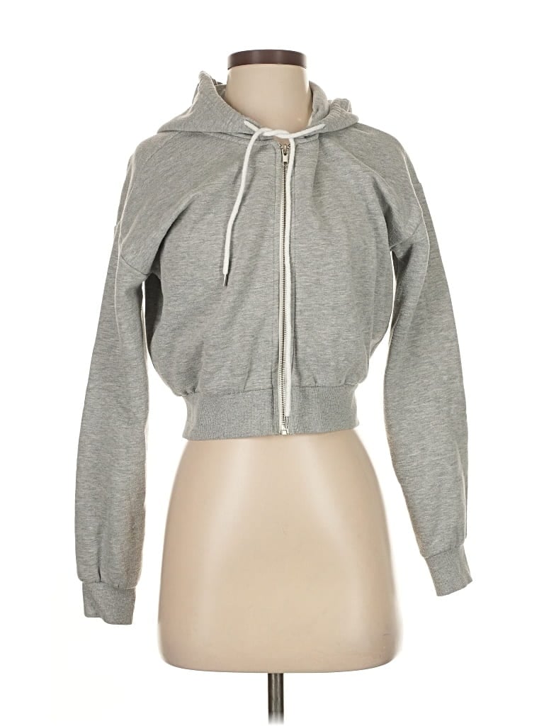 Pre-owned Forever 21 Zip Up Hoodie In Gray