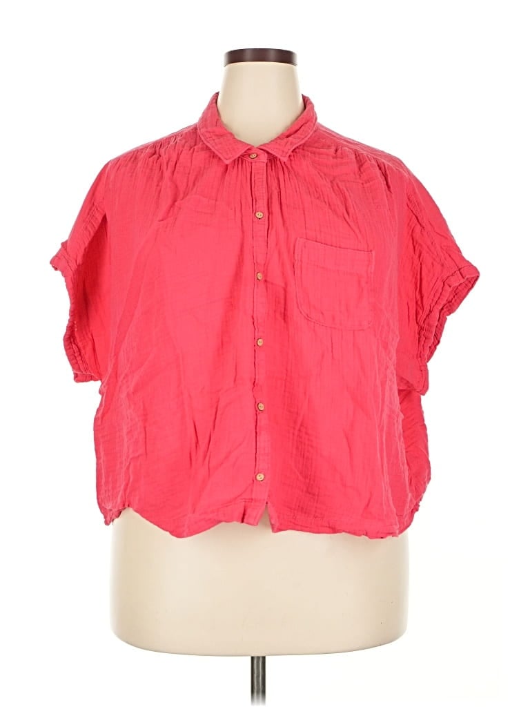 Pre-owned Old Navy Short Sleeve Button Down Shirt In Red
