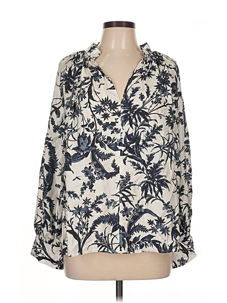 Pre-owned H&m Long Sleeve Blouse In White