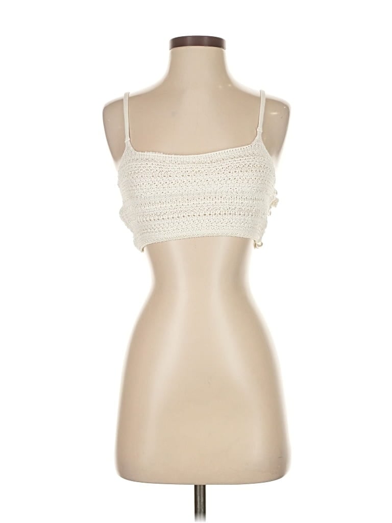 Urban Outfitters Sleeveless Top Ivory Strapless Neckline Tops In White