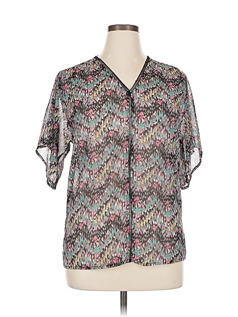 Pre-owned Weekend Suzanne Betro Short Sleeve Blouse In Gray