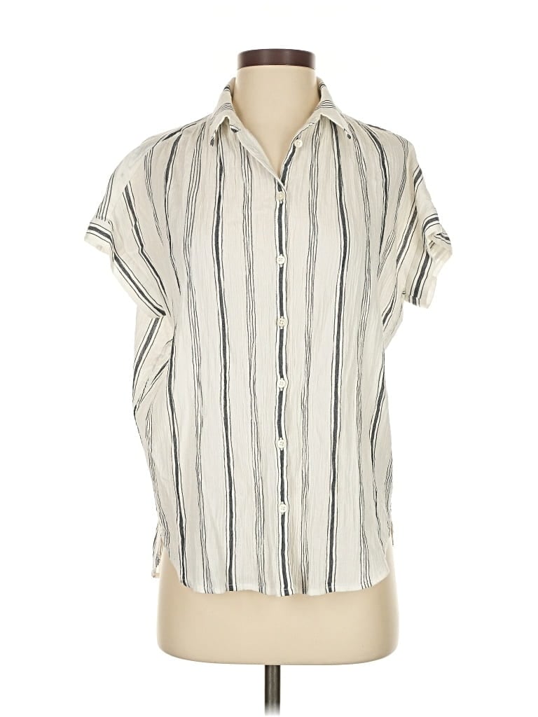 Pre-owned Madewell Short Sleeve Blouse In White