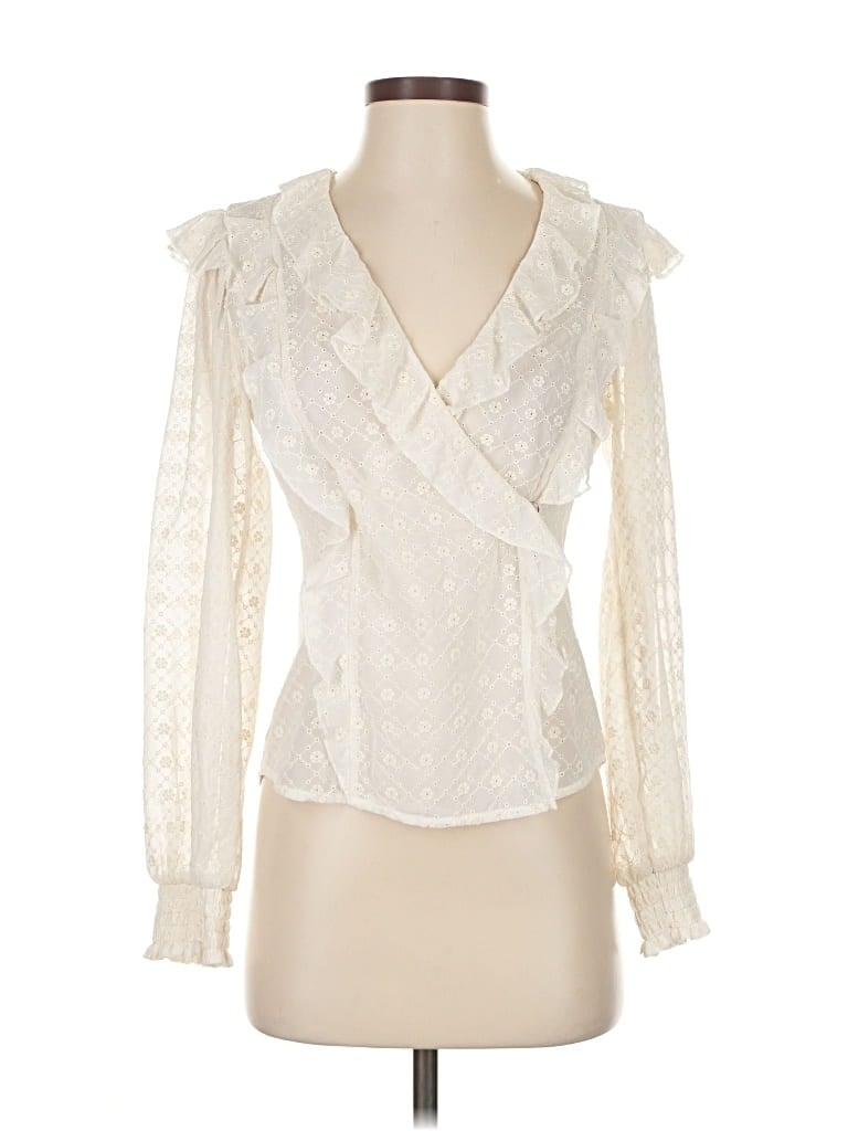 Pre-owned Maeve By Anthropologie Long Sleeve Blouse In White