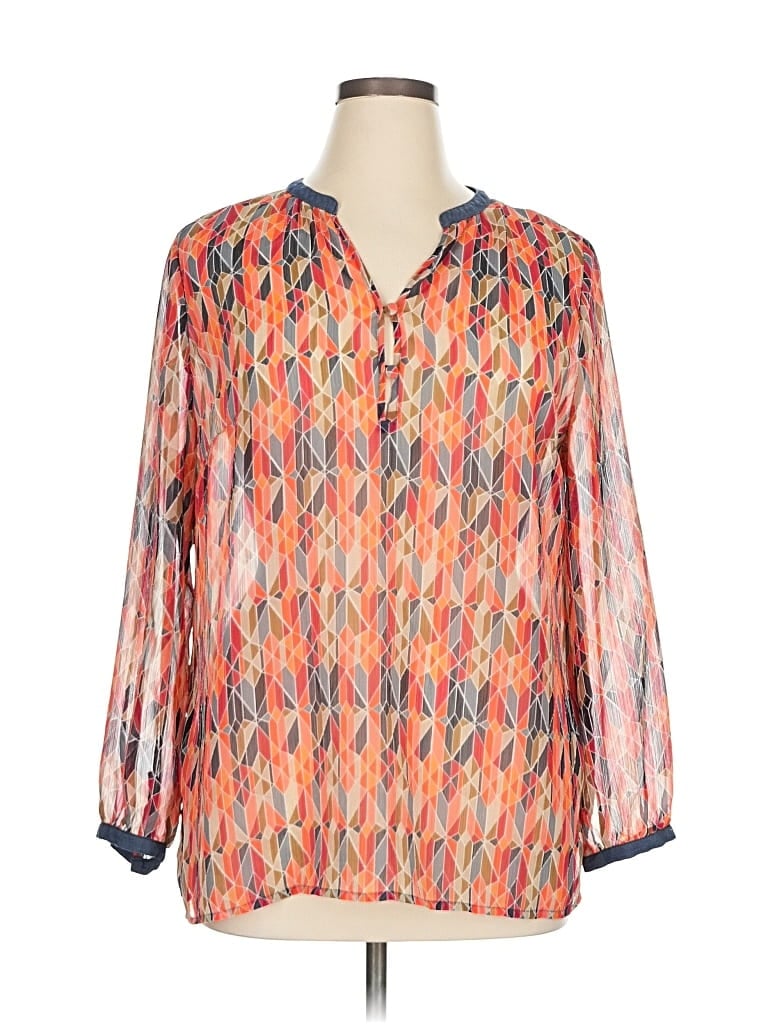 Pre-owned Liz Claiborne 3/4 Sleeve Blouse In Orange