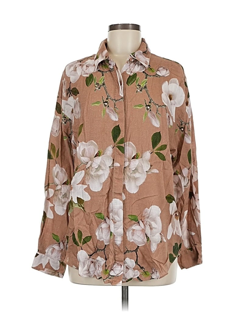 Pre-owned Express Long Sleeve Blouse In Brown