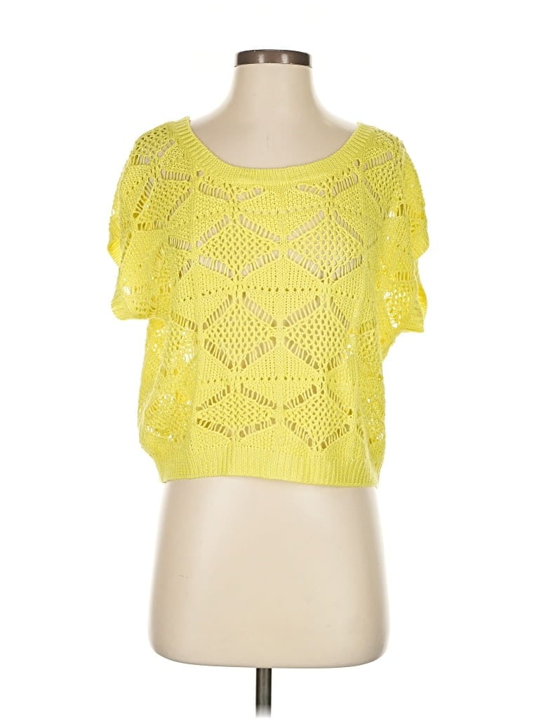 Pre-owned Candies Candie's Short Sleeve Top Yellow Square Neckline Tops