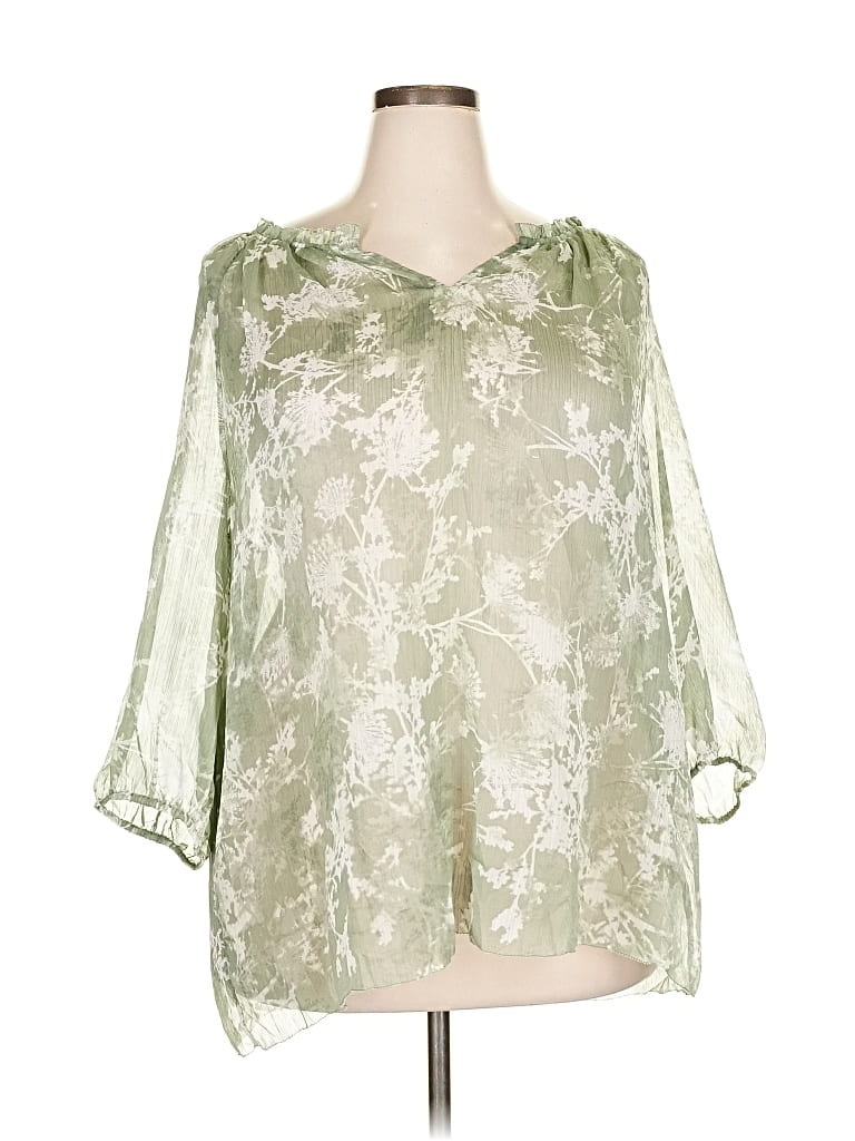 Pre-owned Sonoma Goods For Life 3/4 Sleeve Blouse In Green