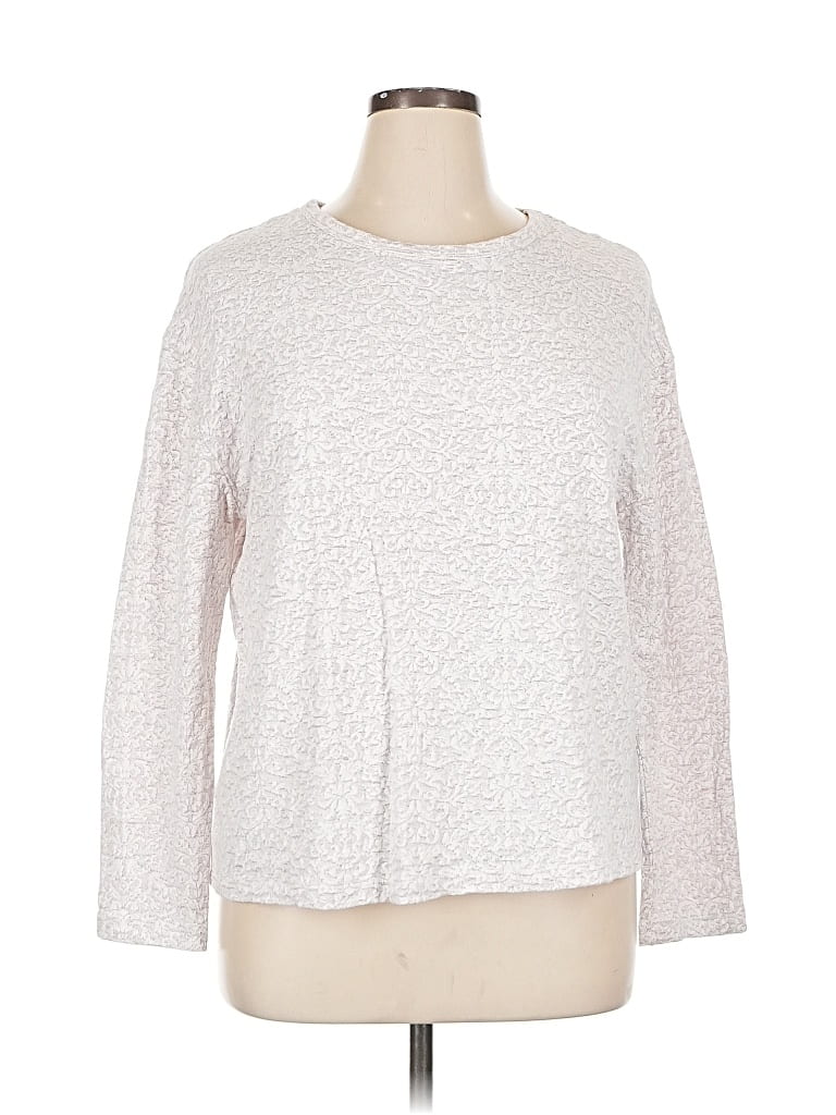 Pre-owned Jane And Delancey Long Sleeve Top Ivory Crew Neck Tops In White