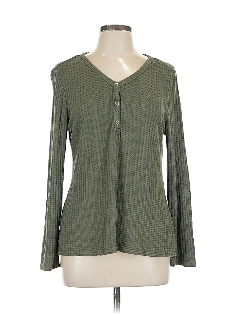 Pre-owned Chelsea & Theodore Long Sleeve Blouse In Green