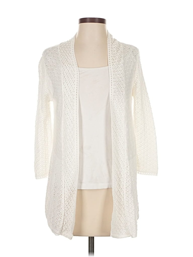 Pre-owned Notations Cardigan Sweater In White