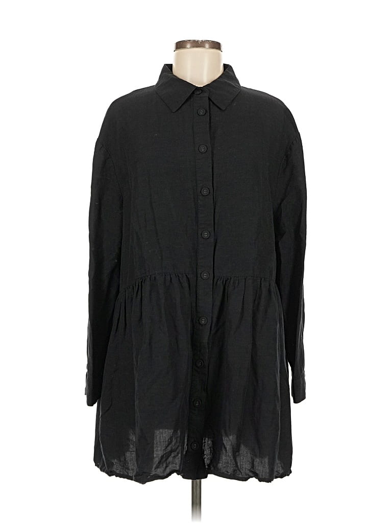 Pre-owned Auguste 3/4 Sleeve Button Down Shirt In Black