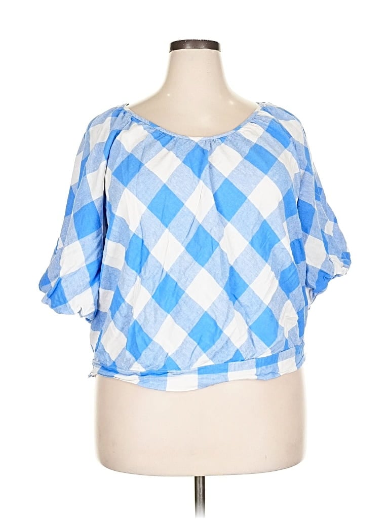 Pre-owned Lane Bryant 3/4 Sleeve Blouse In Blue