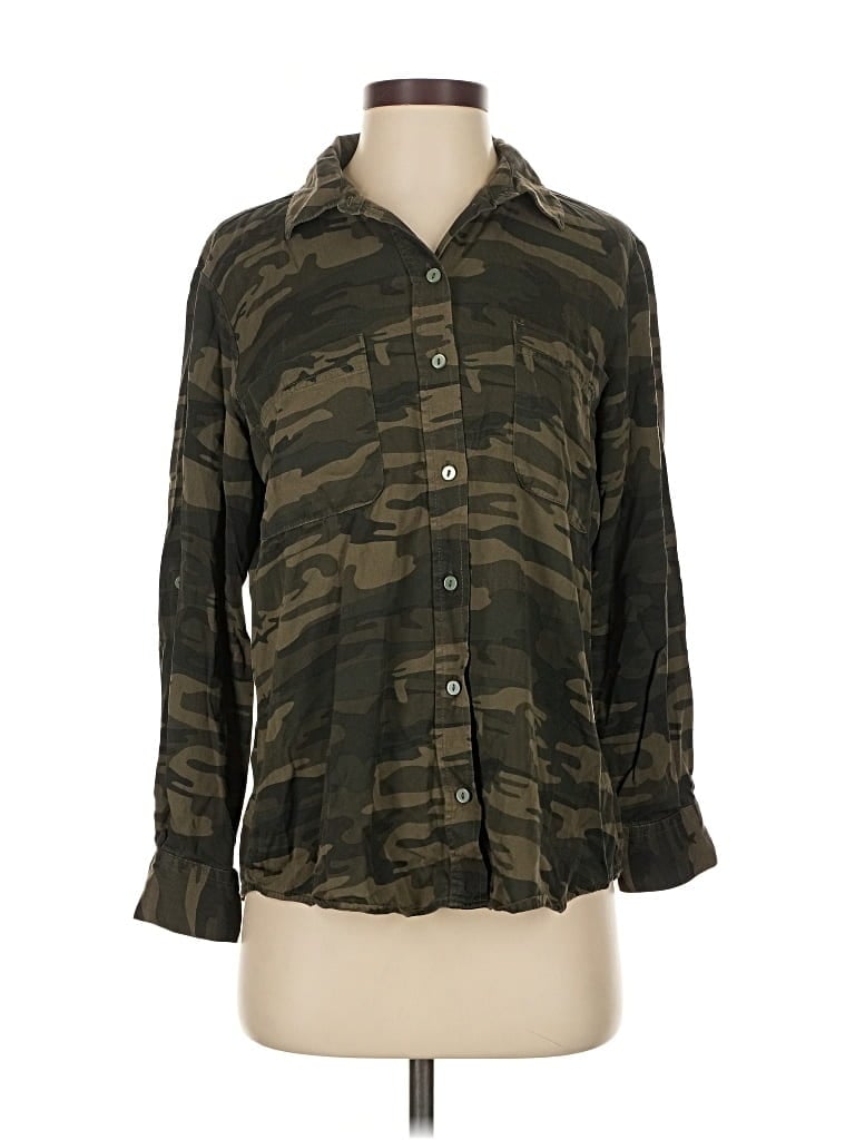Pre-owned Sanctuary 3/4 Sleeve Button Down Shirt In Green