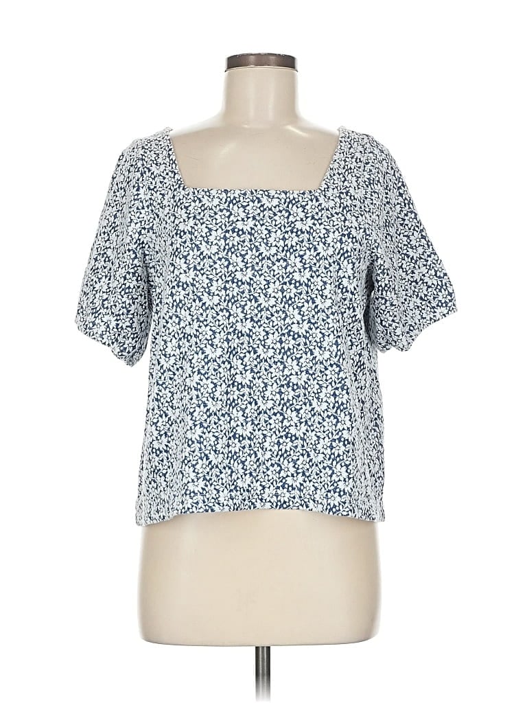 Pre-owned Madewell Short Sleeve Blouse In Blue