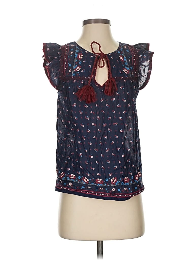 Pre-owned Point Sur Short Sleeve Blouse In Blue