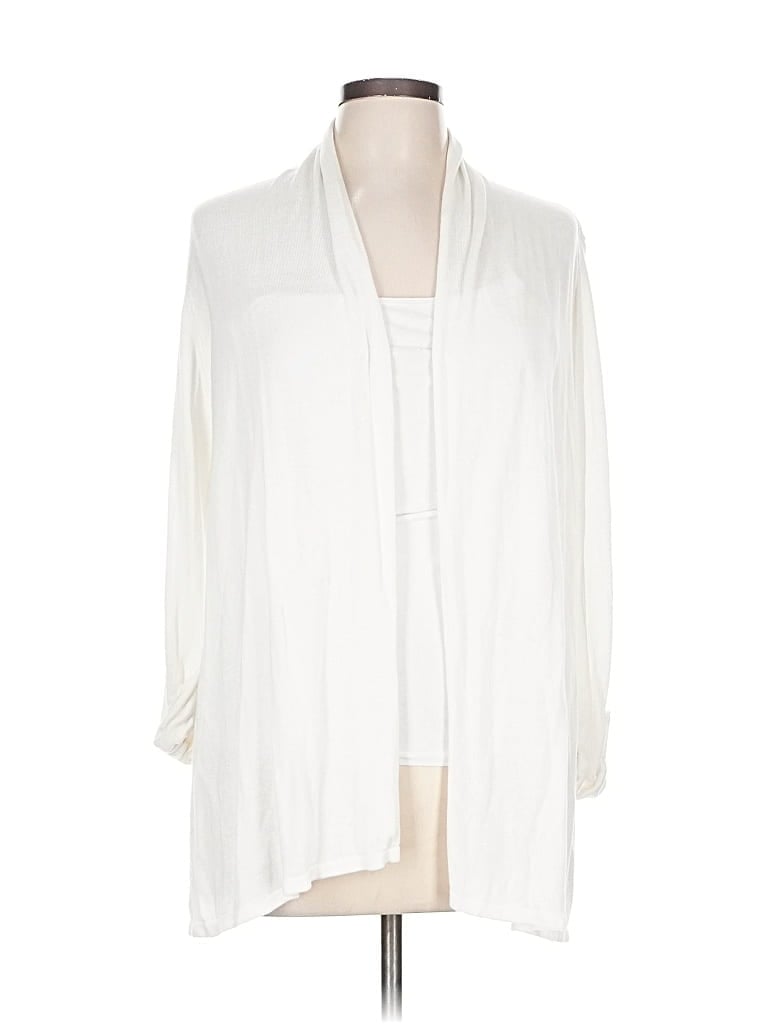 Pre-owned Joan Vass New York Cardigan Sweater In White