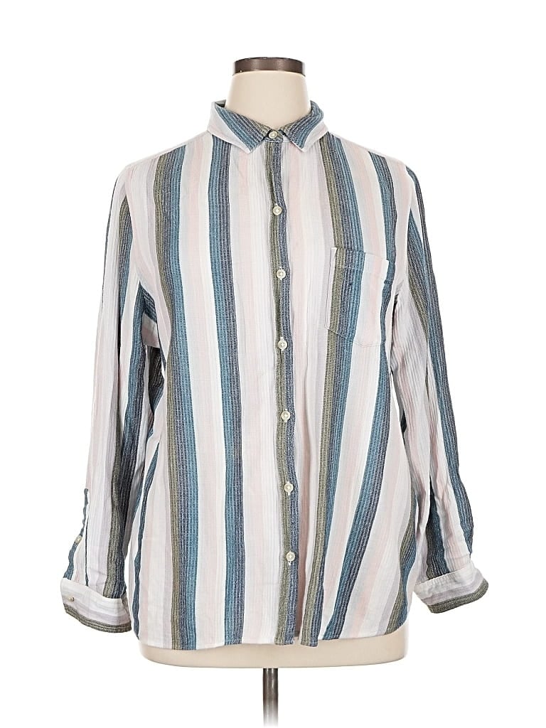 Pre-owned Sonoma Goods For Life Long Sleeve Button Down Shirt In Silver