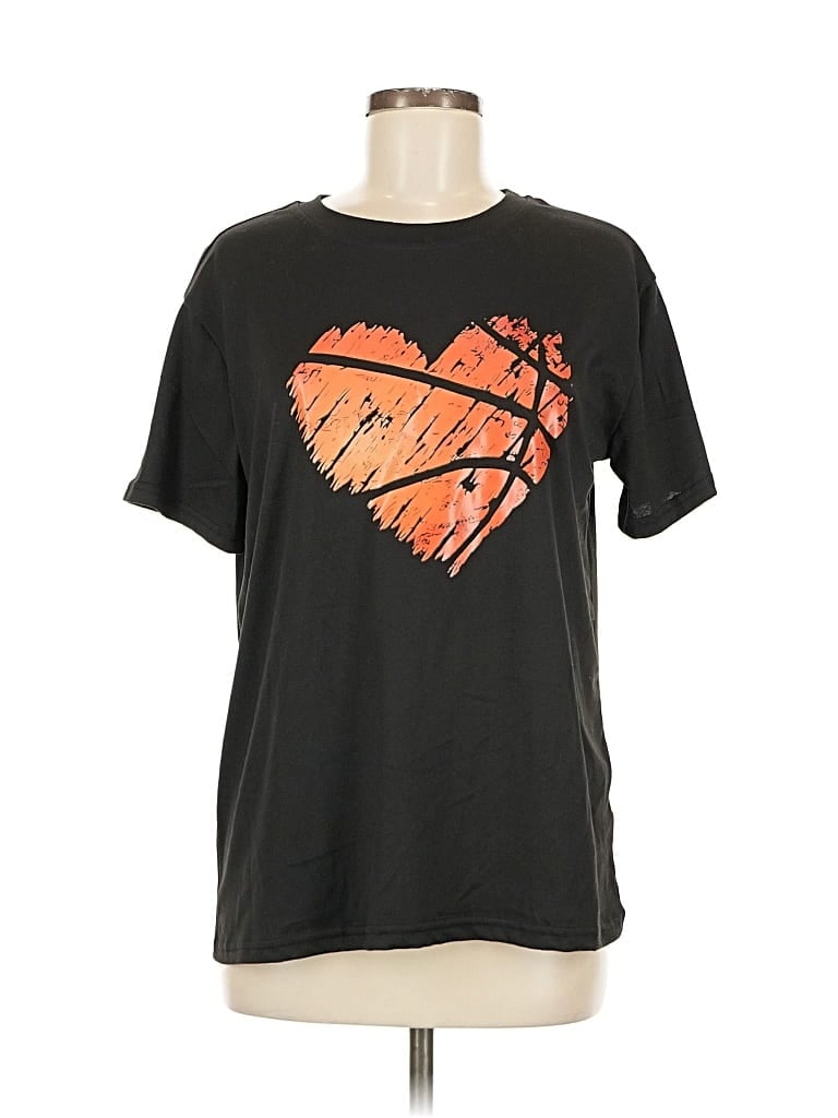 Pre-owned Shein Short Sleeve T-shirt In Black