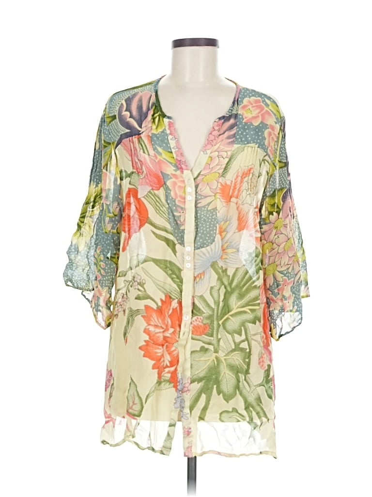 Pre-owned Staring At Stars Short Sleeve Blouse In Green