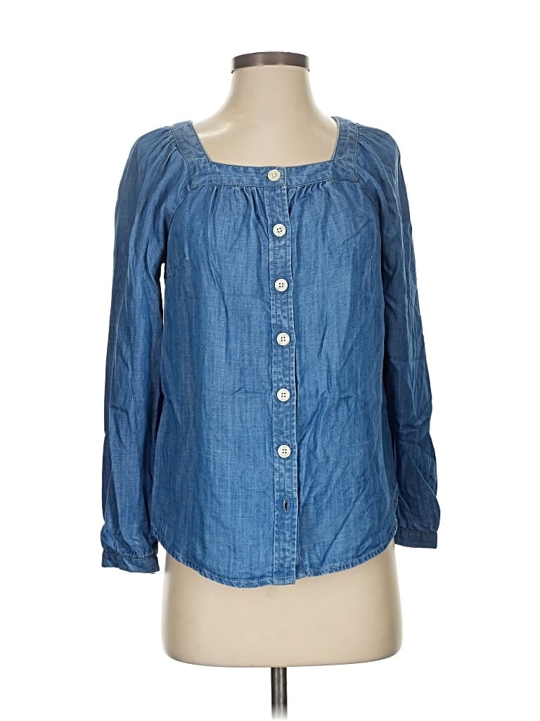 Pre-owned Talbots 3/4 Sleeve Button Down Shirt In Blue