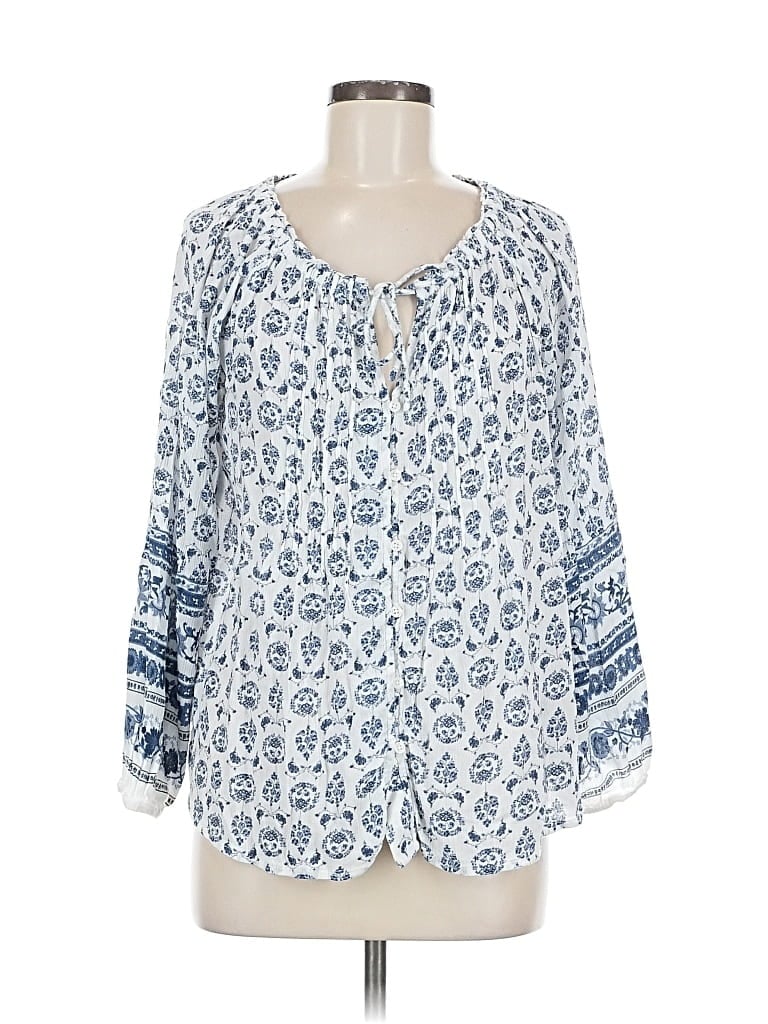 Pre-owned Lucky Brand 3/4 Sleeve Blouse In Blue