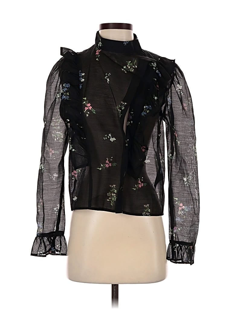 Pre-owned H&m Long Sleeve Blouse In Black