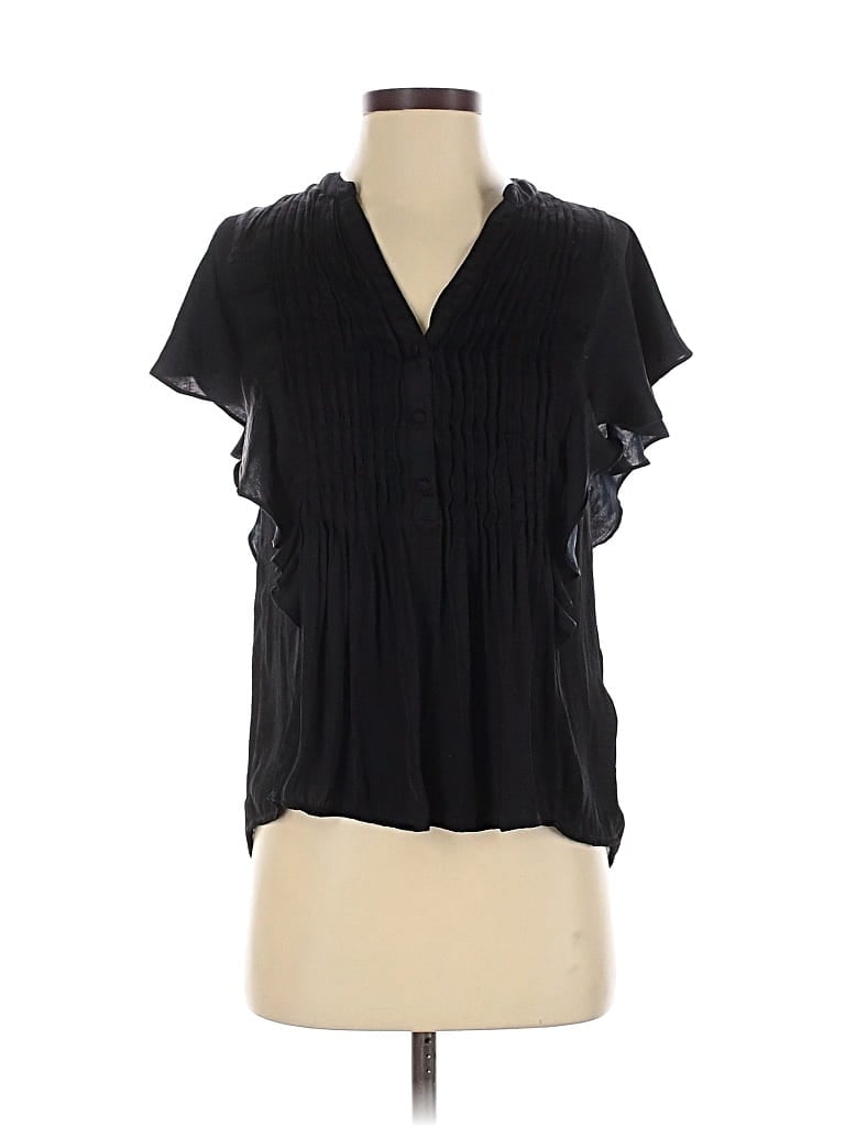 Pre-owned By Anthropologie Short Sleeve Blouse In Black