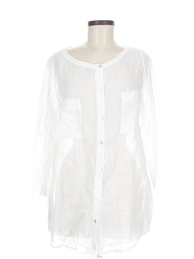 Pre-owned Eileen Fisher 3/4 Sleeve Blouse In White