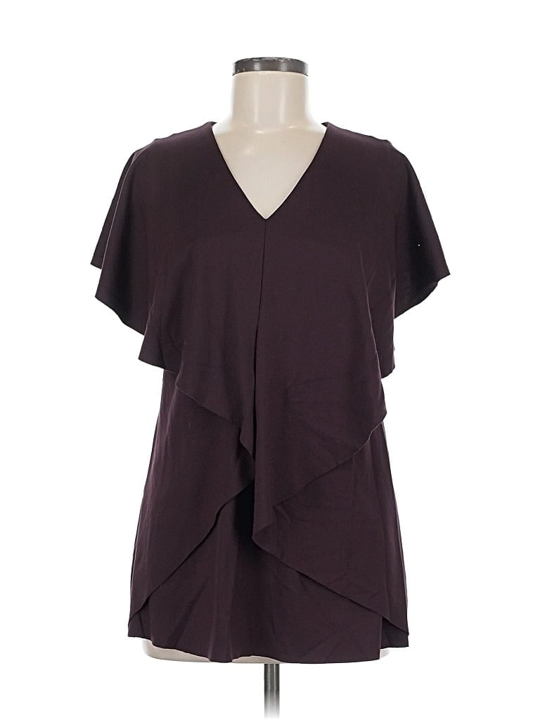 Pre-owned Alfani Short Sleeve Top Burgundy V Neck Tops