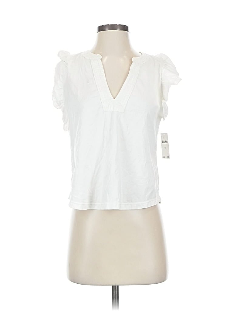 Pre-owned Maeve By Anthropologie Short Sleeve Blouse In White