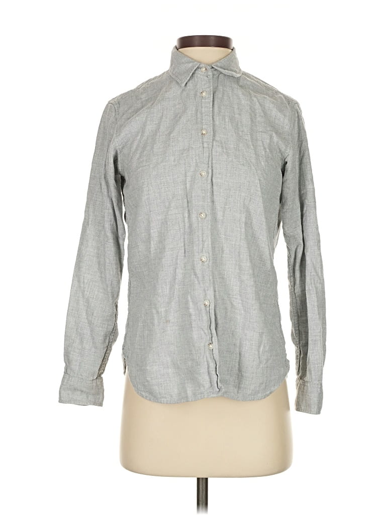 Pre-owned Uniqlo Long Sleeve Button Down Shirt In Gray