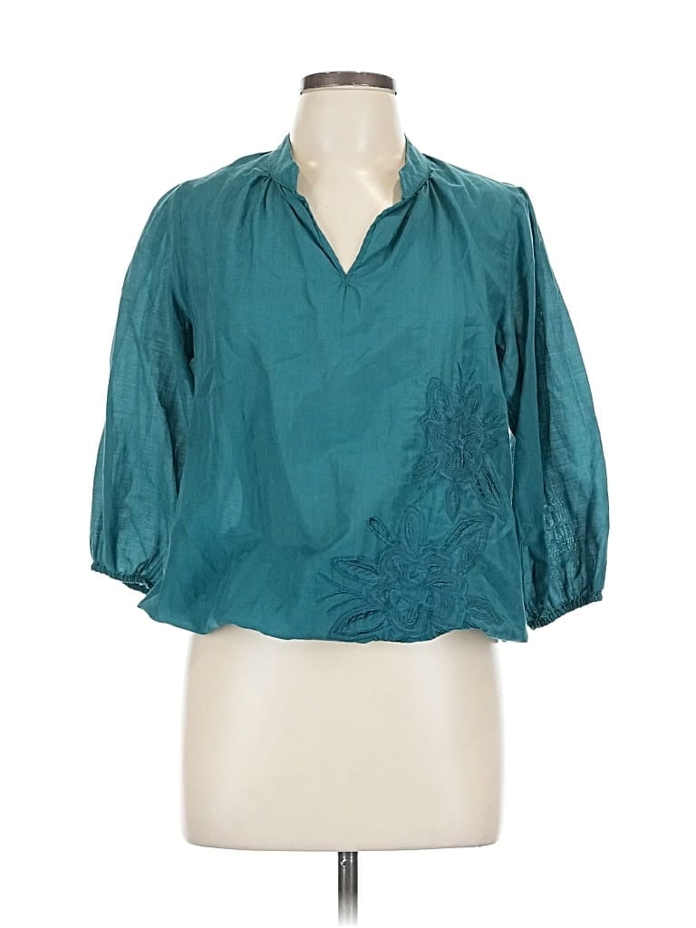 Pre-owned Trinity 3/4 Sleeve Blouse In Blue